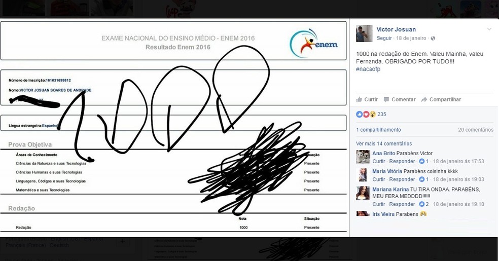 Aluno Que Tirou 1000 No Enem Aluno De Escola Publica De Pe Consegue Nota Maxima Na Redacao Do