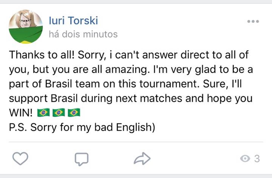 Yury Torskiy agradece aos fÃ£s