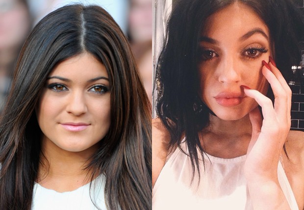 Kylie Jenner em 2012 e em 2014 (Foto: getty Images e Reprodução/Instagram)