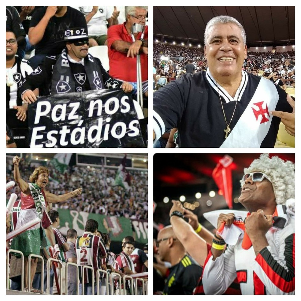 Francisco Corrêa, Gilberto Durval, Maria de Lurdes e Marcelo Nuba, são torcedores apaixonados que relembram o antigo Maracanã — Foto: ge