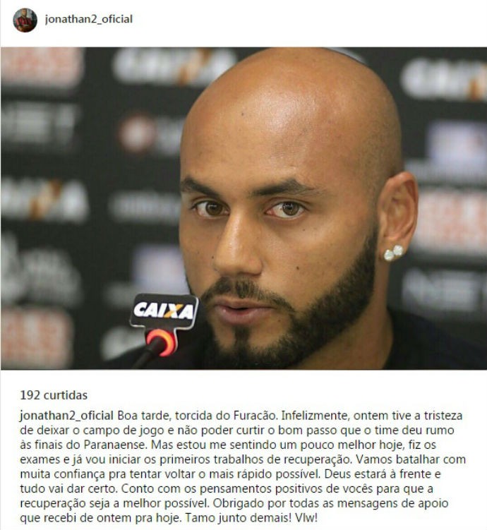 Jonathan Atlético-PR (Foto: Reprodução/Instagram)