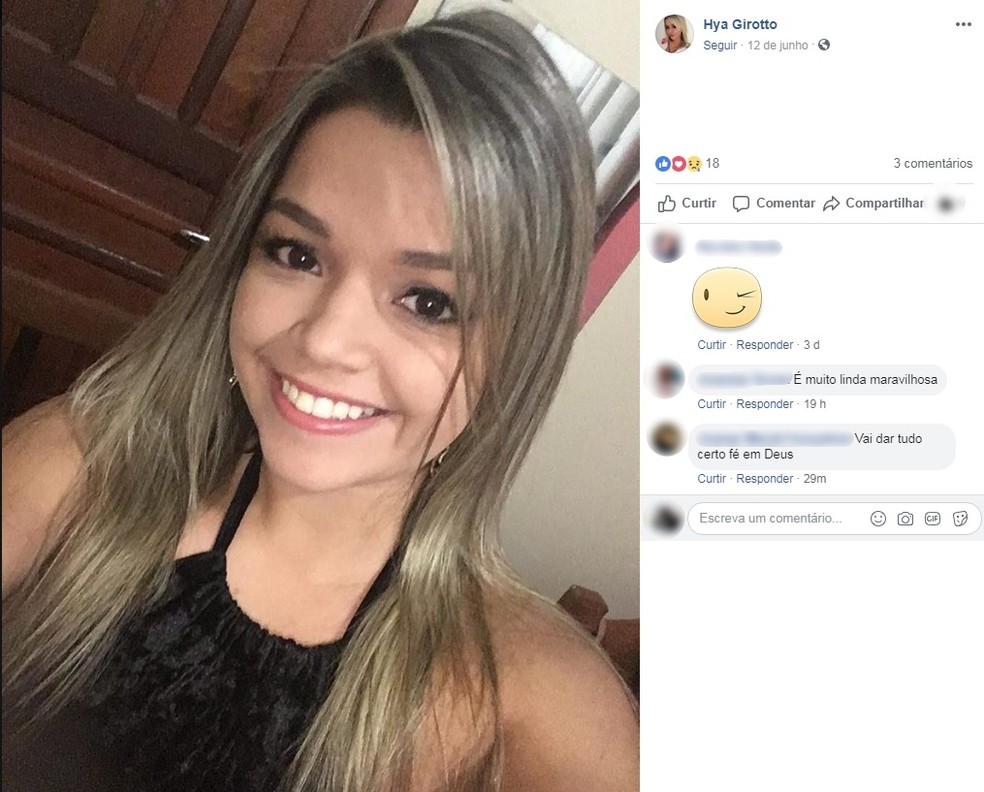 Hya Girotto, de 21 anos, foi a única sobrevivente do acidente. — Foto: Facebook/Reprodução