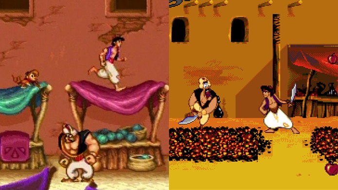 Aladdin do Super Nintendo à esquerda e do Mega Drive à direita (Foto: GameInformer)