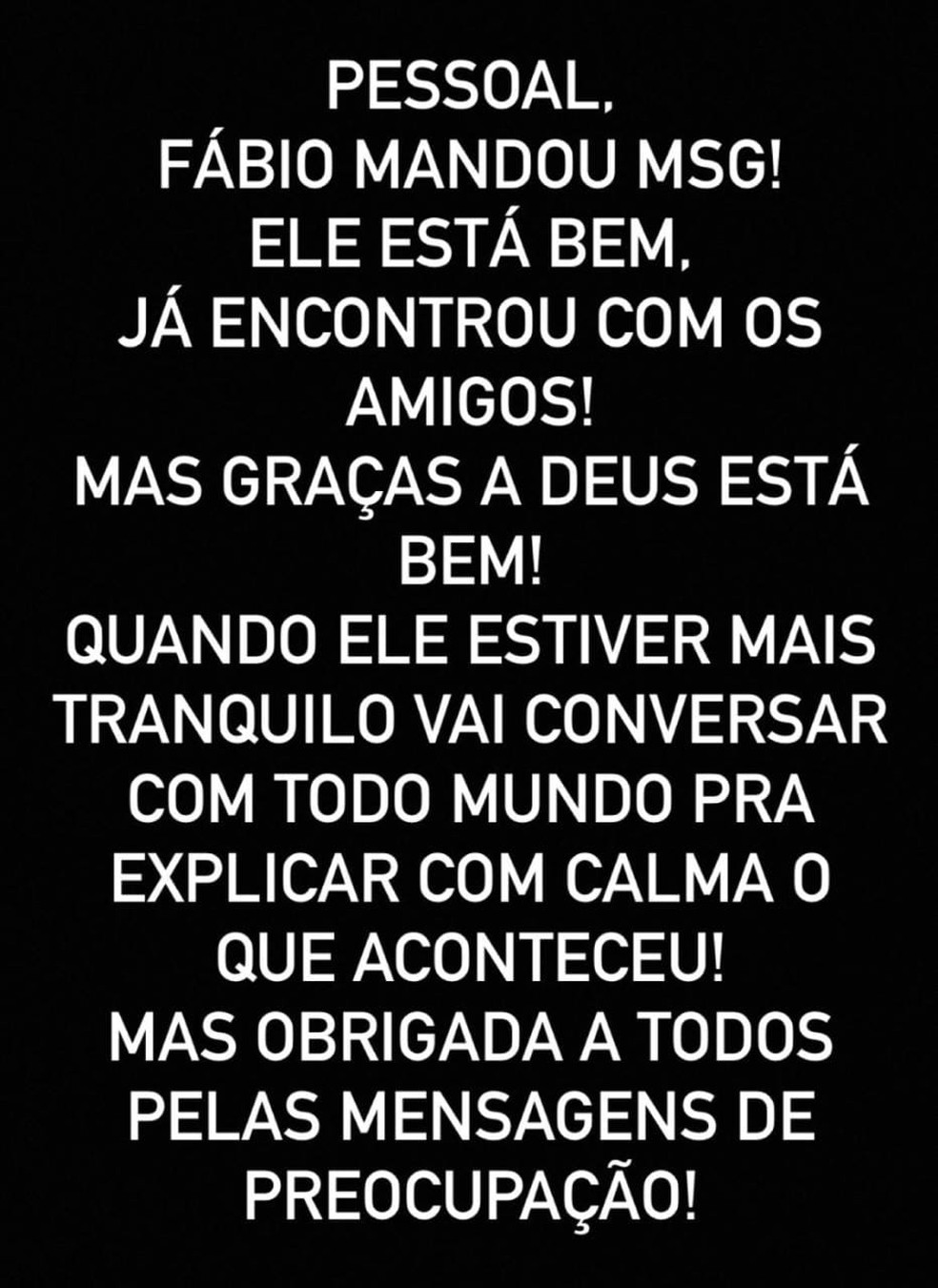 Namorada de Fabio Rabin sobre prisão do humorista no Catar — Foto: Reprodução/Instagram