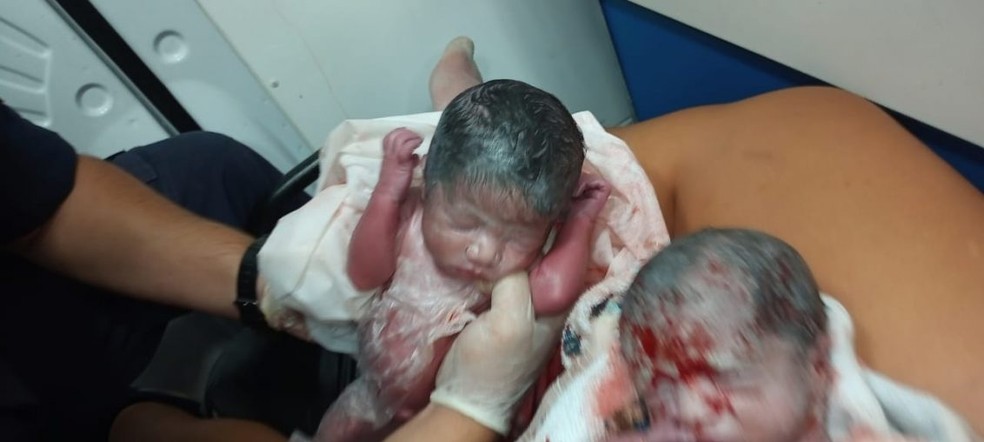 Bebês nasceram com apoio dos bombeiros em Rosário do Sul — Foto: Corpo de Bombeiros/Divulgação