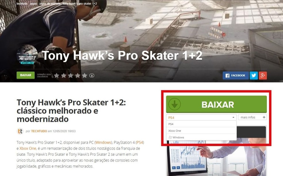 Requisitos de Tony Hawk's Pro Skater 1+2 e como baixar no PC, PS4 e Xbox |  Jogos de esporte | TechTudo