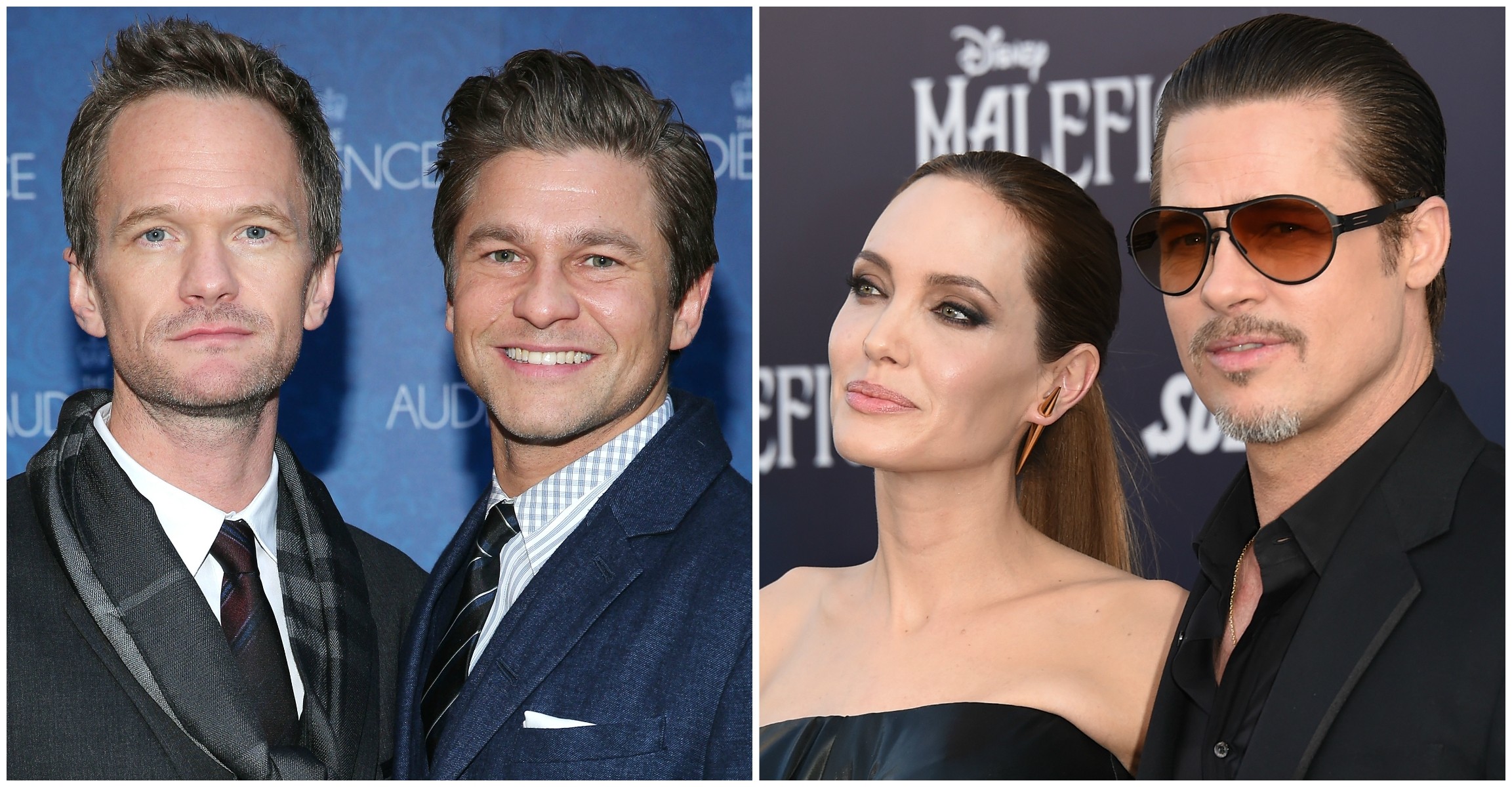 Neil Patrick Harris (à esq.) com David Burtka, e Angelina Jolie com Brad Pitt. (Foto: Getty Images)