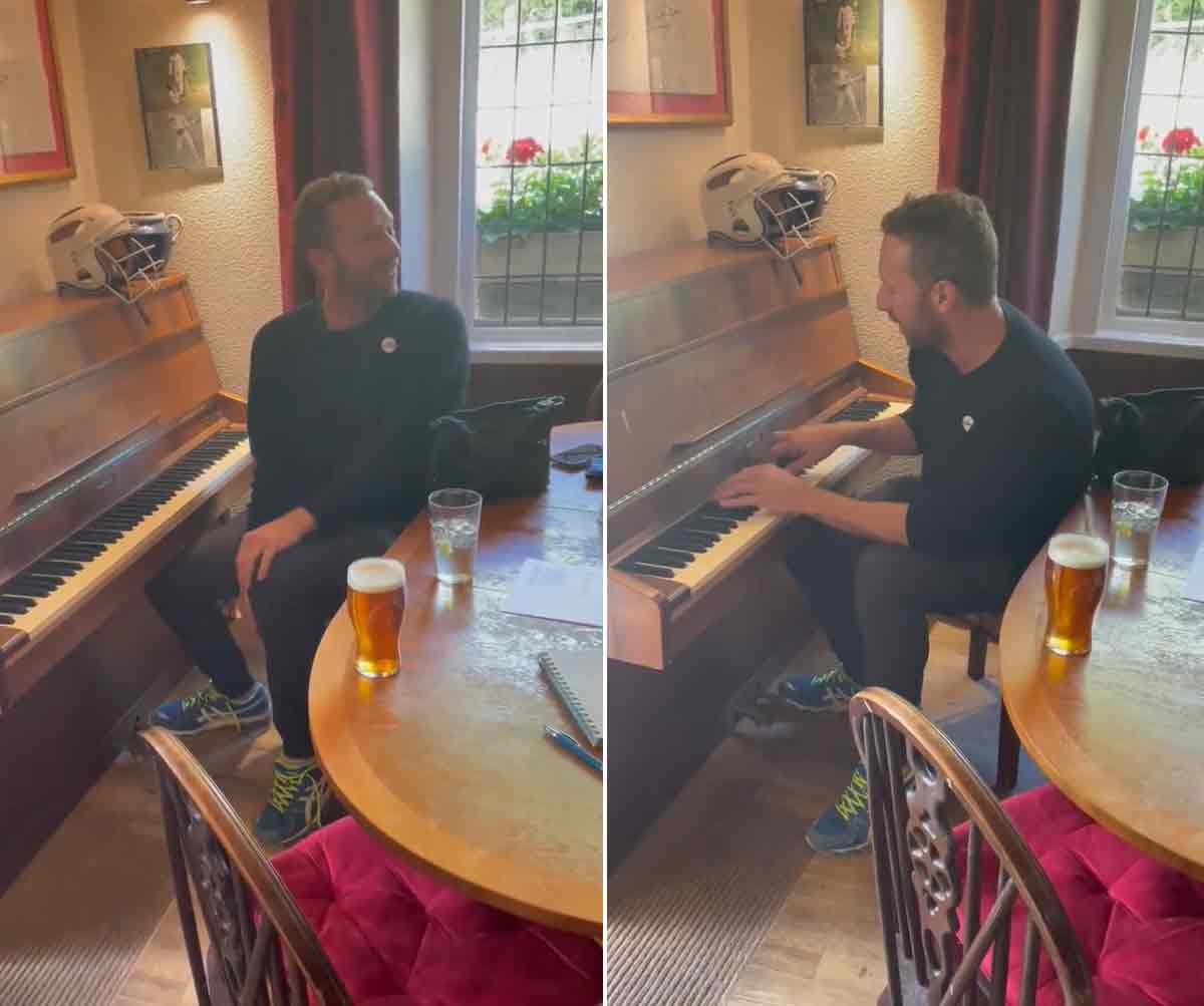 Chris Martin, do Coldplay, toca música de casamento de noivos em um pub |  Rock in Rio 2022