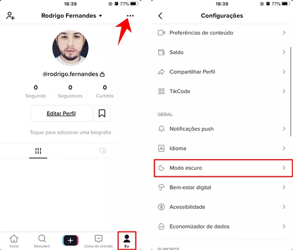 como deixar o tiktok preto com o modo noturno redes sociais techtudo