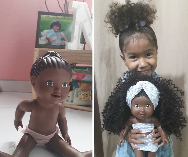 Antes e depois da boneca de Hadassa (Foto: Reprodução Instagram)