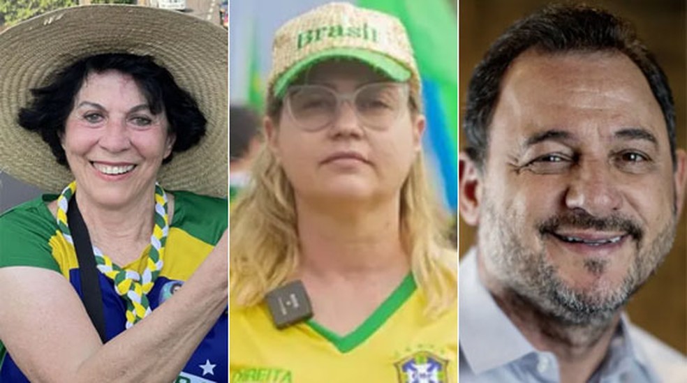 Bolsonaristas radicais investigados por atos golpistas em MS (a partir da esquerda): Sirlei Faustino Ratier, Juliana Gaioso Pontes e Waldeli dos Santos — Foto: Reprodução