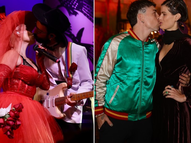 Beijos apaixonados no Arraial da Arara: Duda Beat e Tomás Tróia; Isabeli Fontana e Di Ferrero (Foto: Manuela Scarpa/Brazil News)