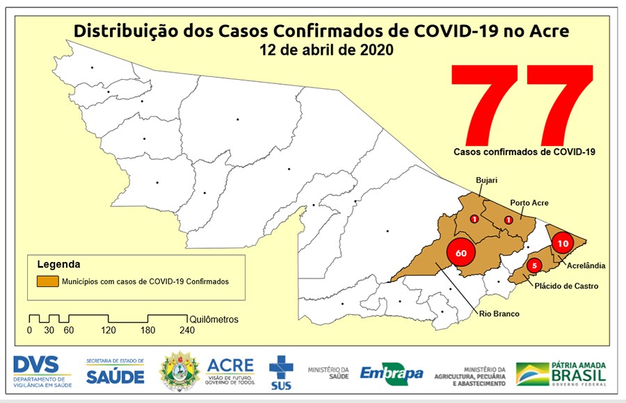 Mapa coronavírus Acre (Foto: Reprodução)