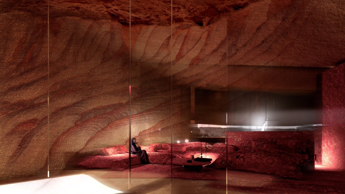 Jean Nouvel cria hotel de luxo em caverna no deserto da Arábia Saudita (Foto: Divulgação)