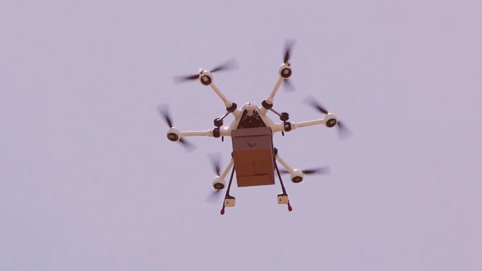 Drone do iFood é desenvolvido pela empresa Speedbird Aero e voo a até 40 km/h — Foto: IFood