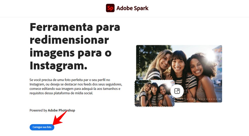 Usuário pode importar fotos do computador para editar no Adobe Spark — Foto: Reprodução/Rodrigo Fernandes