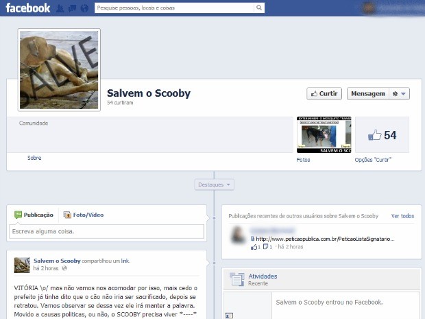 Comunidade Facebook cão arrastado Scooby Campo Grande MS (Foto: Reprodução)