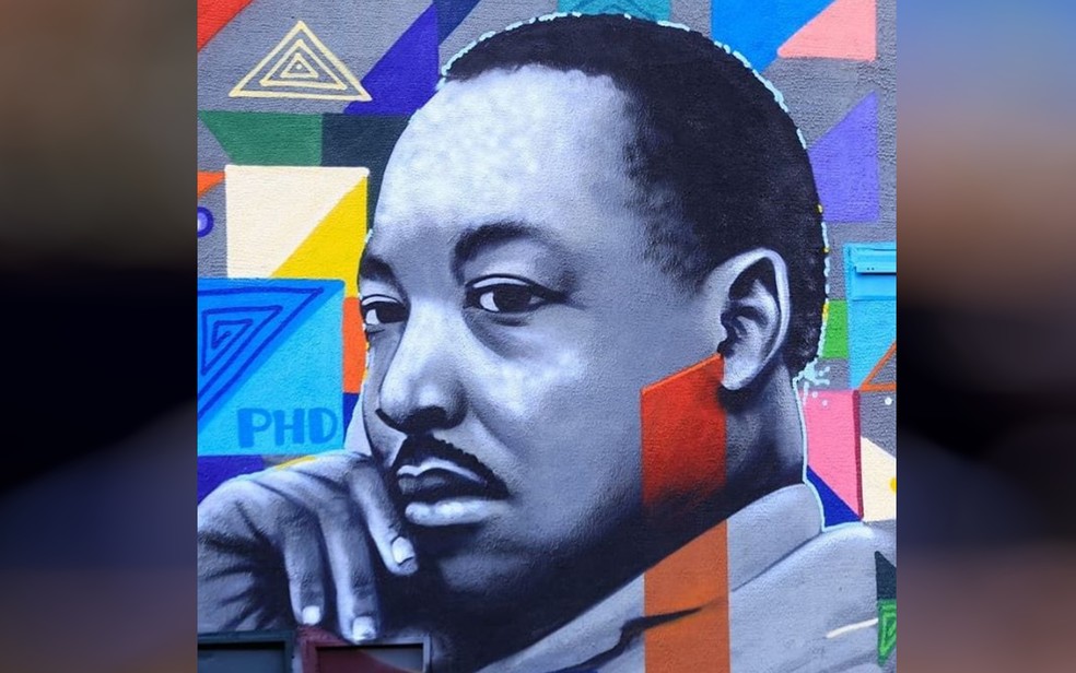 Pintura de Martin Luther King, do artista Decy Graffiti, em Goiás — Foto: Reprodução/Instagram