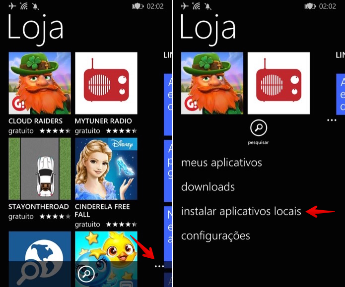 Abra a loja de aplicativos do Windows Phone (Foto: Reprodu??o/Helito Bijora) 