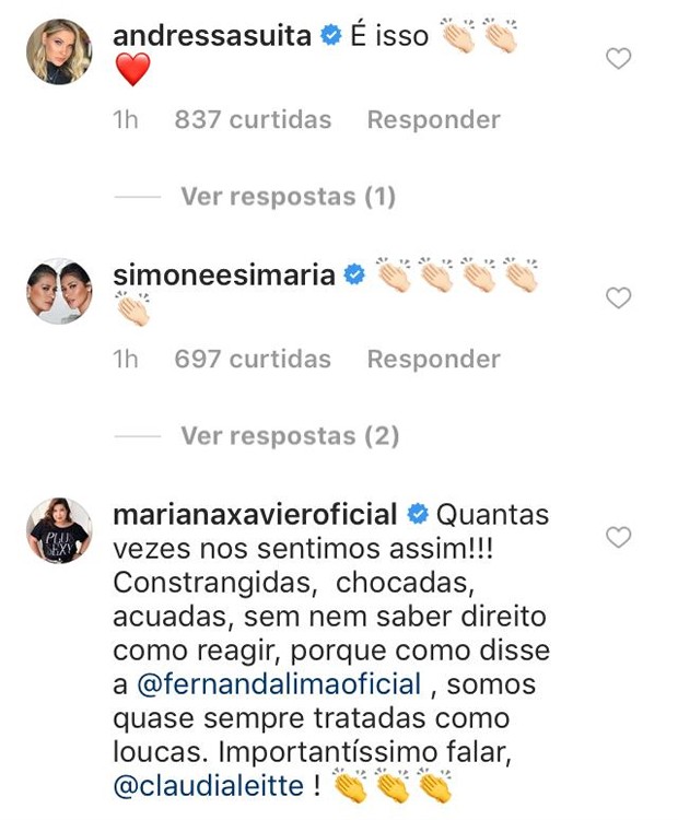 Famosas apoiam Claudia Leitte (Foto: ReproduÃ§Ã£o/Instagram)