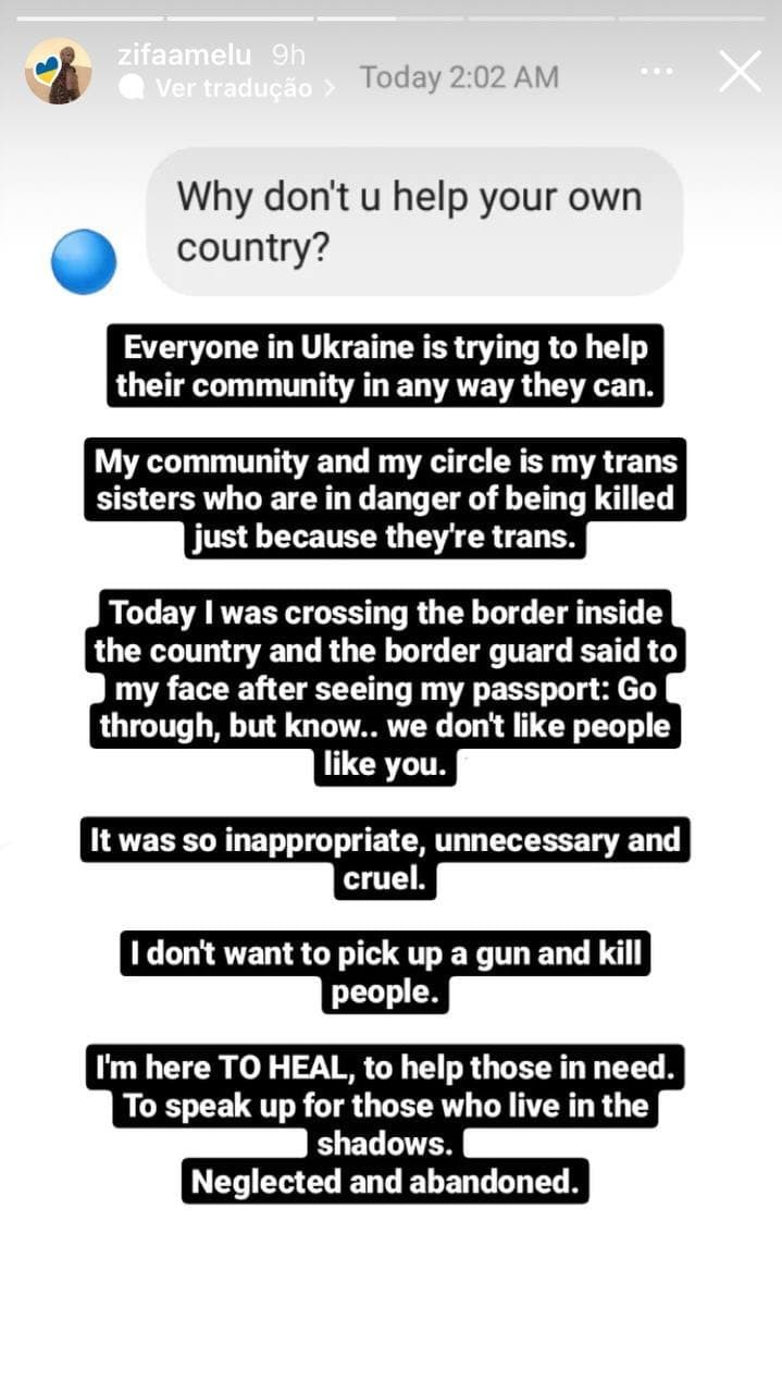 Cantora ucraniana trans deixa Kiev e fala de tensão para cruzar fronteira (Foto: Reprodução / Instagram)