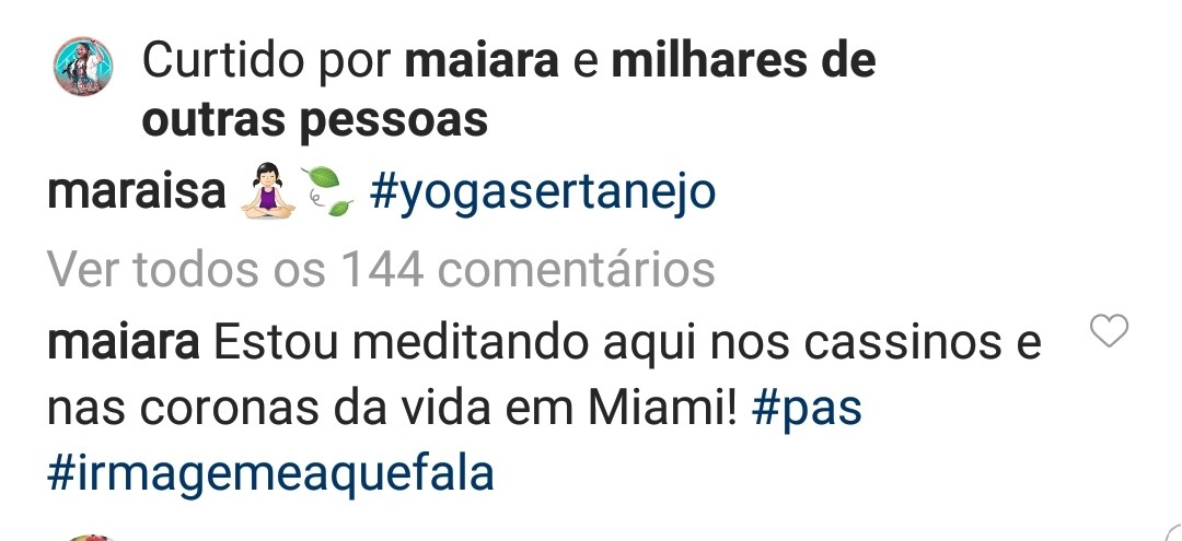 Comentário de Maiara (Foto: reprodução/ instagram)