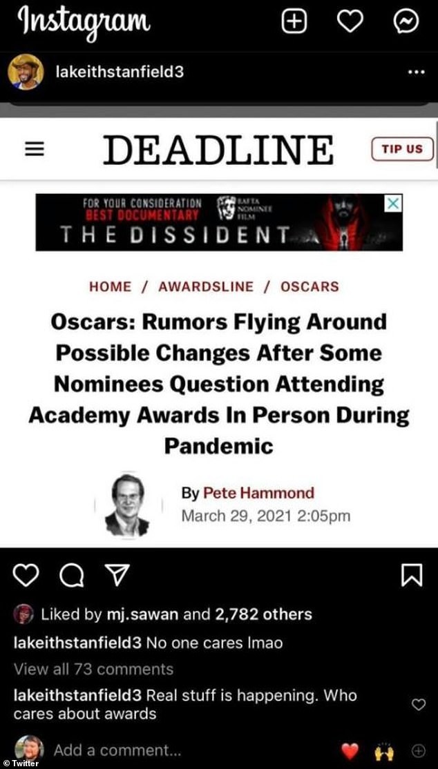 Comentário de LaKeith Stanfield sobre a cerimônia do Oscar em 2021 (Foto: Reprodução / Twitter)