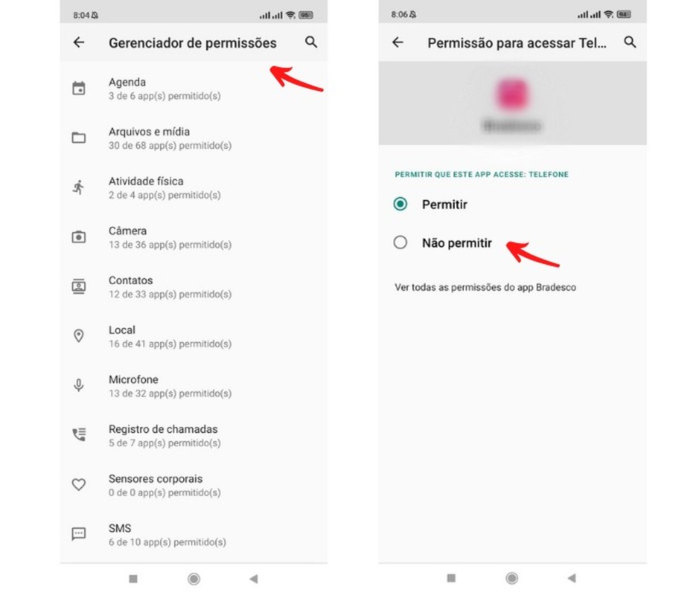 Gerenciamento de permissões de aplicativos no celular Android — Foto: Reprodução/Raisa Capela 