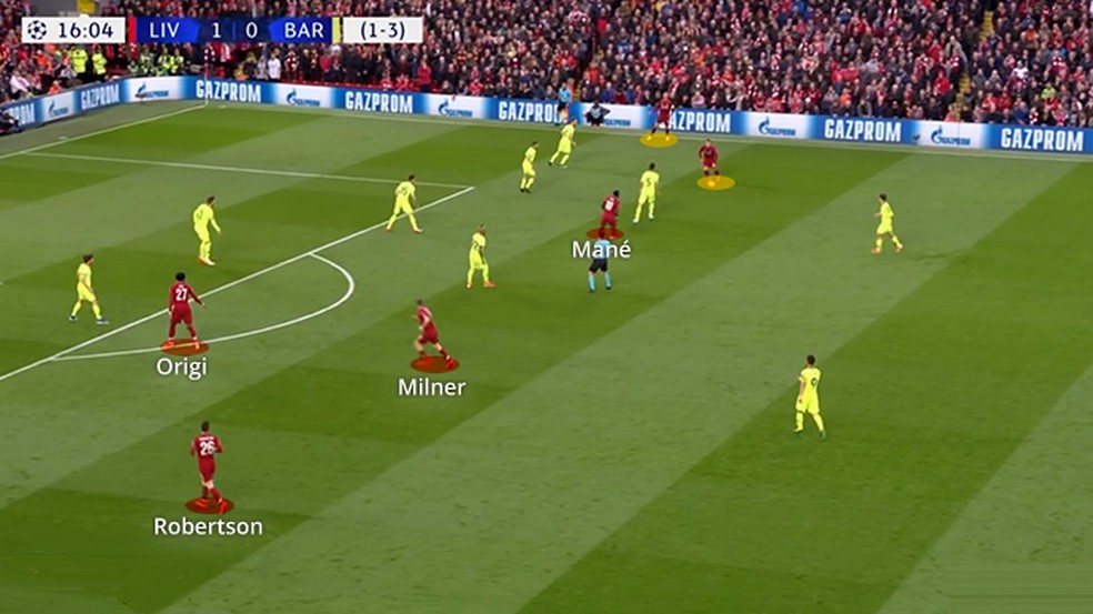 Ataque do Liverpool ao estilo "paredÃ£o de quatro"  â Foto: Leonardo Miranda