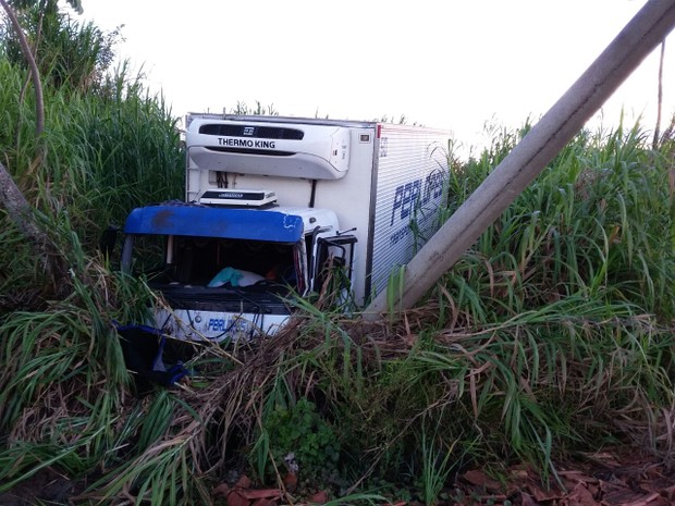 Mulher que estava no veículo foi emcaminhada com ferimentos leves para o Pronto-Socorro (Foto: Polícia Rodoviária/Divulgação)