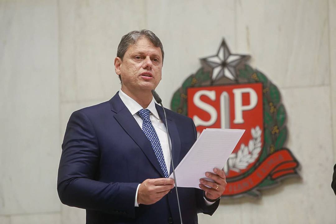 Tarcísio de Freitas (Republicanos) discurso na cerimônia de posse no cargo de governador de SP, na Alesp, em 1 de janeiro de 2023.
