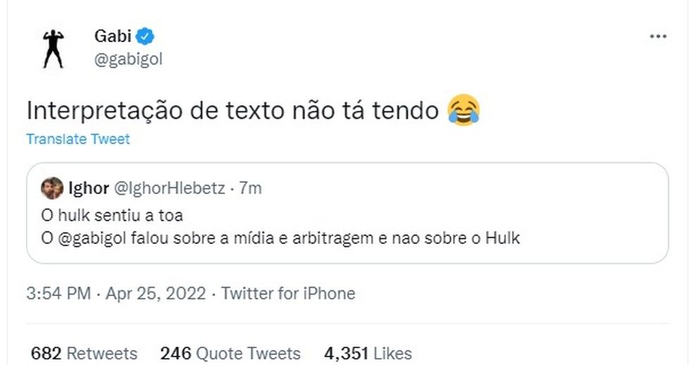 Flamengo x Atlético-MG: Gabigol responde resposta de Hulk  — Foto: Reprodução/Twitter