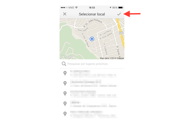 Compartilhando uma localização através do aplicativo Hangouts para iOS (Foto: Reprodução/Marvin Costa)