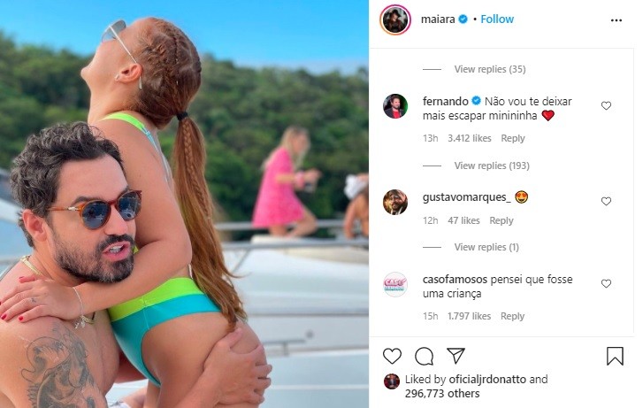 Fernando responde post de Maiara com declaração (Foto: Reprodução/Instagram)