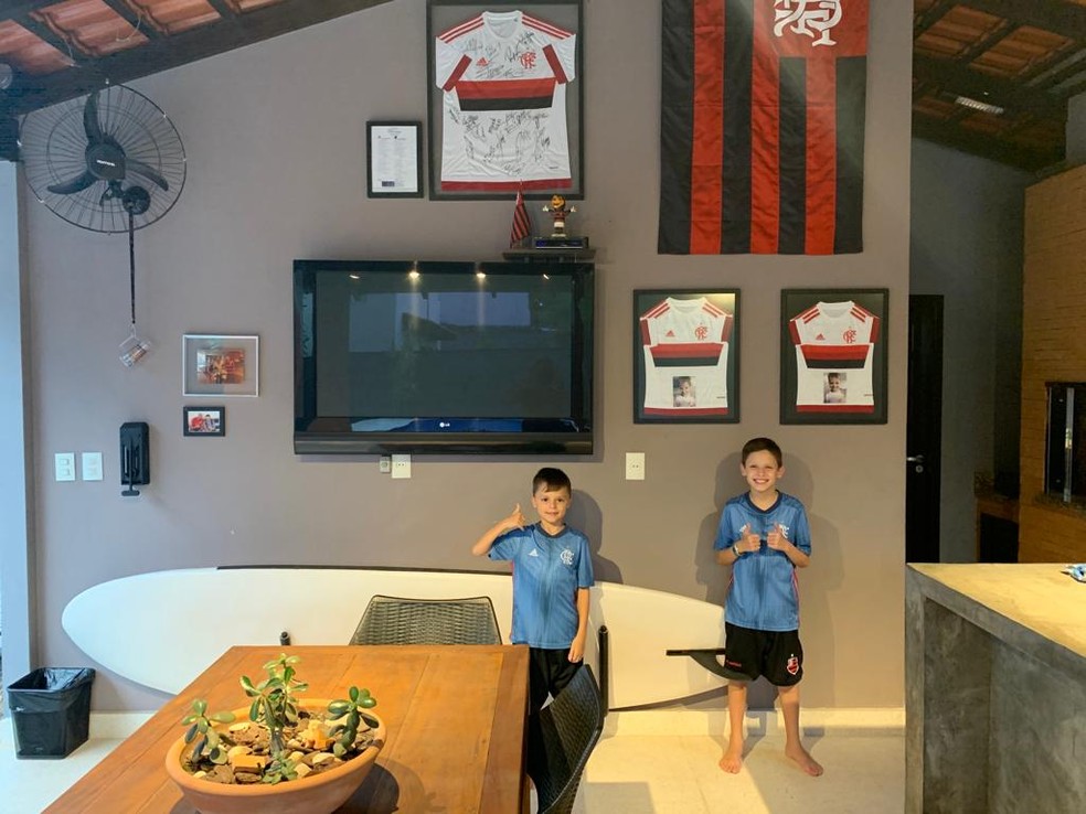 Casa de fam&iacute;lia rubro-negra decorada em Joinville &mdash; Foto: Reprodu&ccedil;&atilde;o / Arquivo pessoal