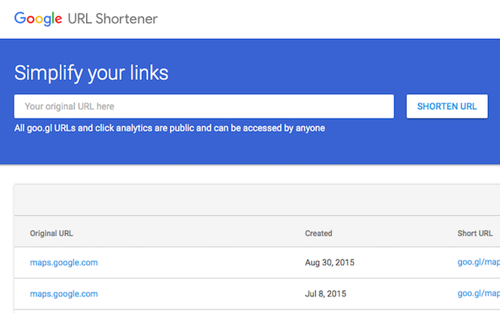 Goo.gl URL Shortener será descontinuado; veja como fazer backup (Foto: Reprodução/Helito Bijora)
