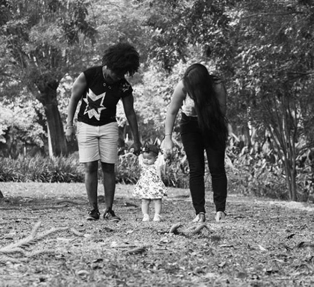 Neném, a filha, Valentina, e a mulher, Thais Baptista (Foto: Reprodução/Instagram)