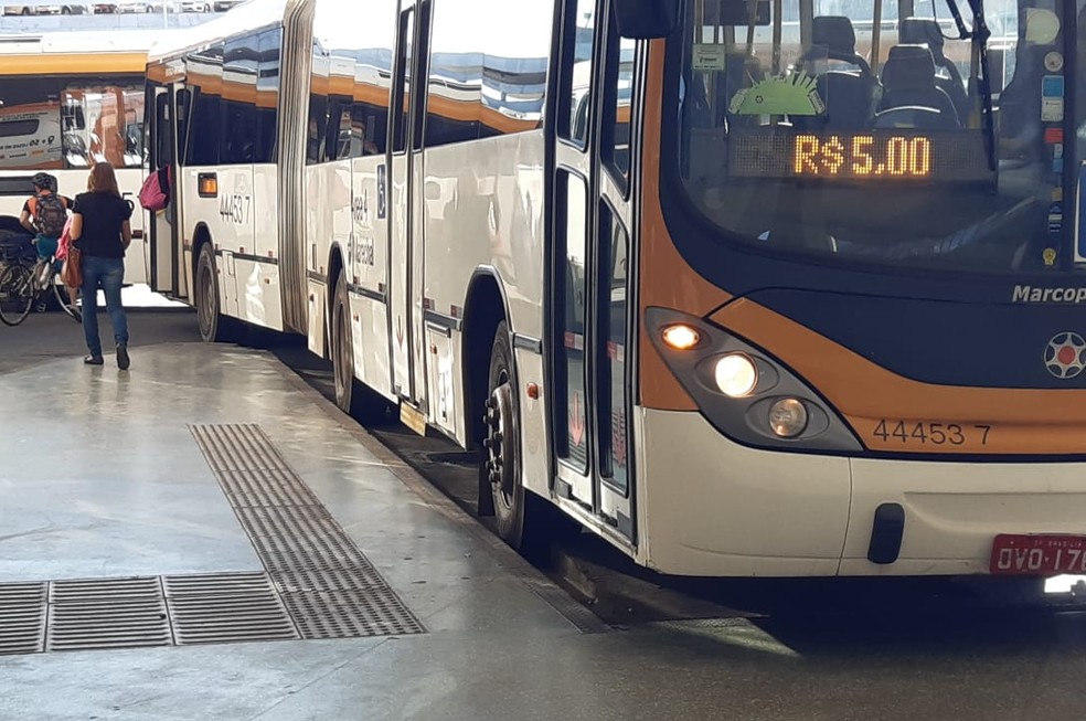 Ônibus do transporte público na Rodoviária do Plano Piloto, no Distrito Federal — Foto: Carolina Cruz/G1 