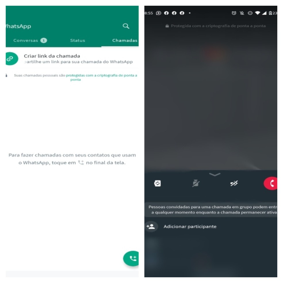 Convidando pessoas para ligações em grupo no WhatsApp — Foto: Reprodução/Gisele Souza
