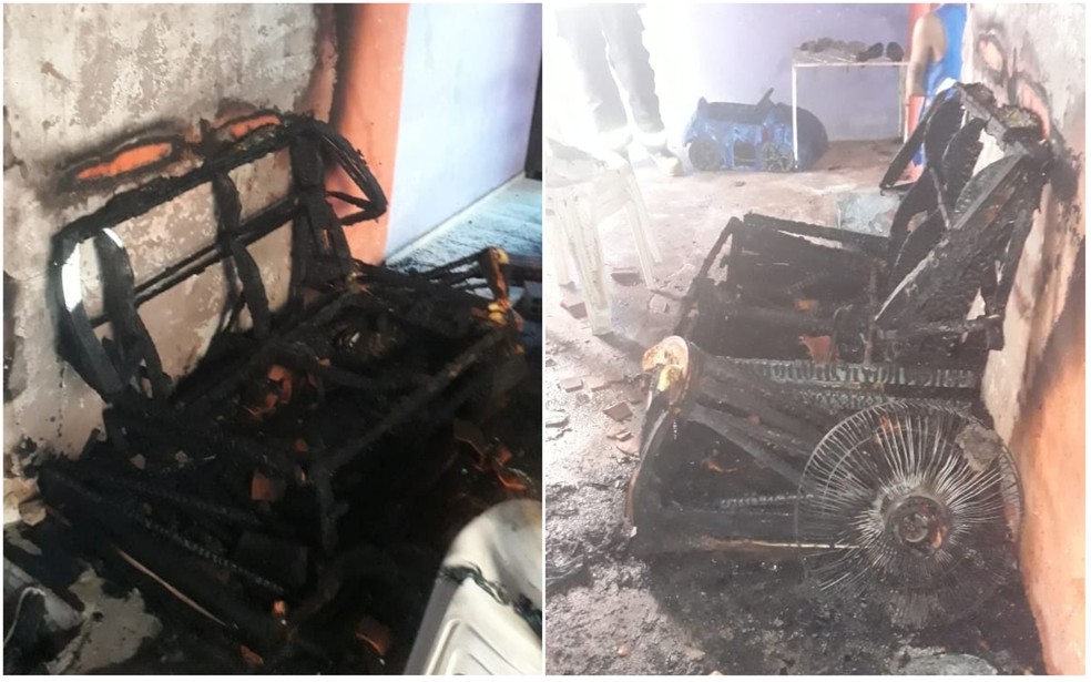 Fogo destruiu móveis e causou danos em residência na Zona Sul de Teresina — Foto: Divulgação/Corpo de Bombeiros