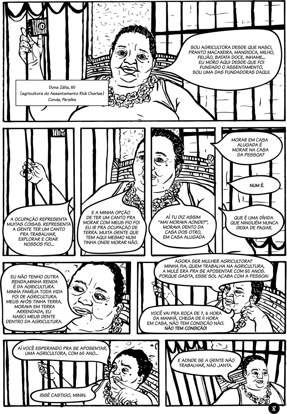 Reportagem em quadrinhos retrata a história de agricultoras do Conde, Paraíba — Foto: Reprodução/Gabriela Güllich