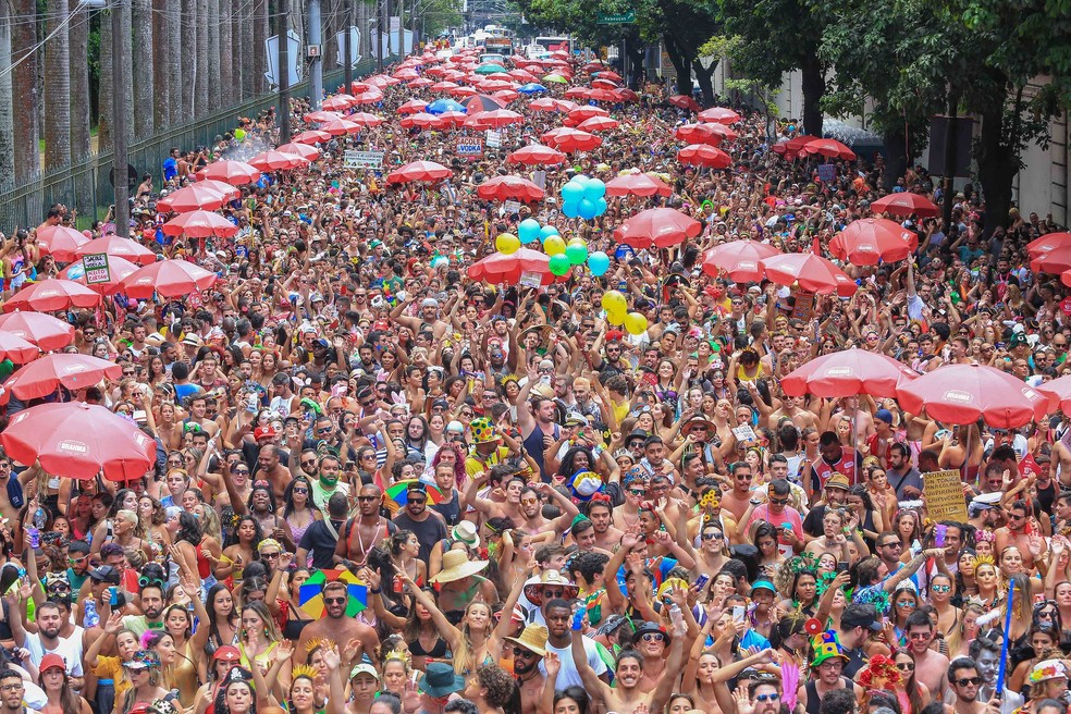 Público lota trecho da Rua Jardim Botânico para o bloco Vagalume, O Verde — Foto: Marco Antonio Teixeira/Riotur