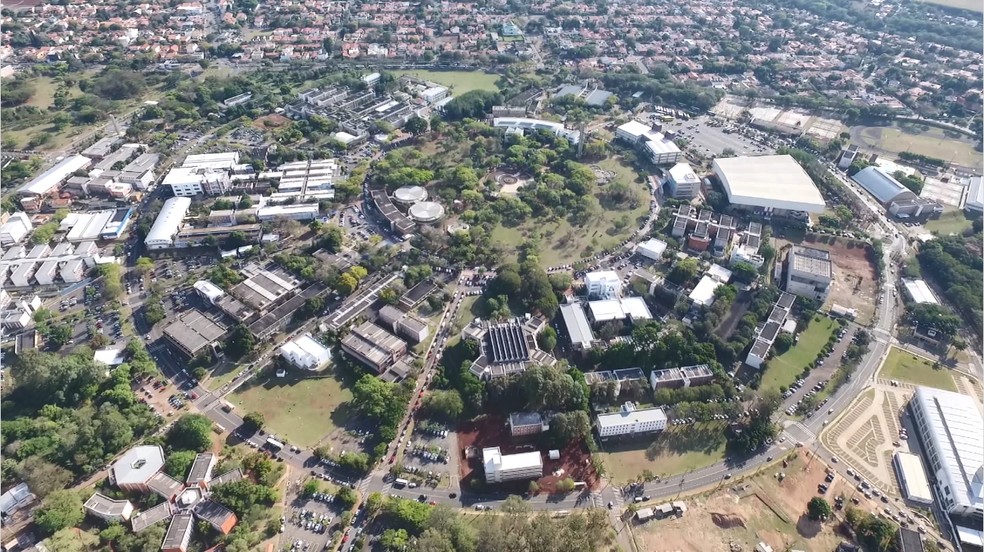 Vista aérea do campus da Unicamp, em Campinas (SP) — Foto: Reprodução/EPTV