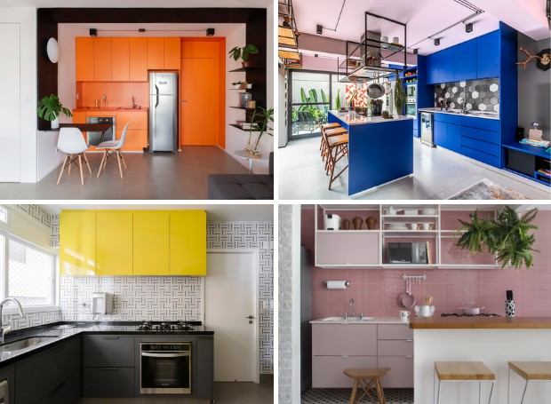 Galeria reúne 30 projetos de cozinhas com armários coloridos (Foto: Divulgação | Montagem: Casa e Jardim)
