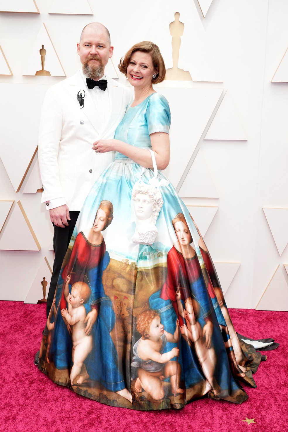 Os maquidores Love Larson e Eva Von Bahr no Oscar 2022 — Foto:  Kevin Mazur / WireImage / Getty Images