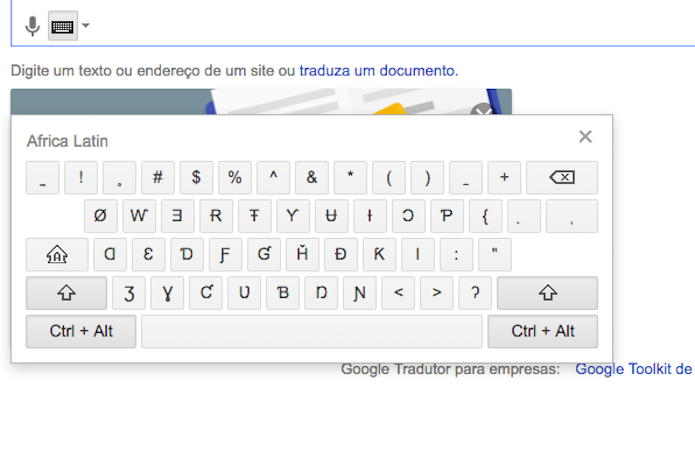 Caracteres especiais do teclado virtual do Google Tradutor (Foto: Reprodução/Marvin Costa)