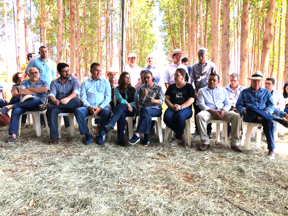 Marina Silva fez discurso após visitar fazenda no interior de Goiás  (Foto: Reprodução)