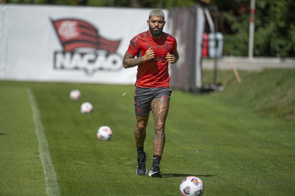 Gabigol no treino do Flamengo — Foto: Alexandre Vidal/Flamengo