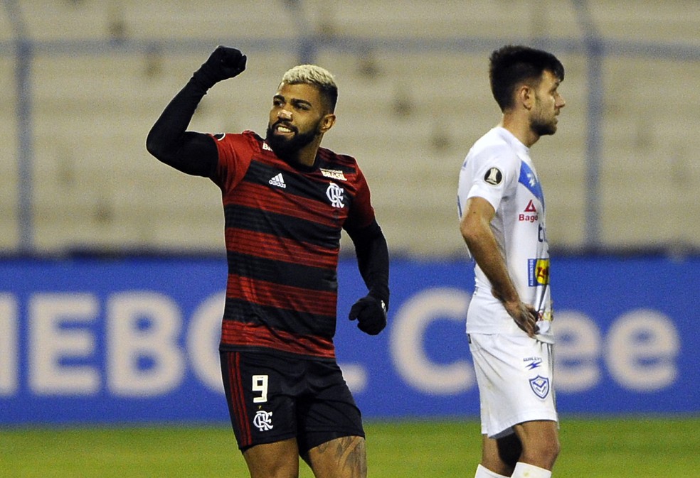 Suspenso no jogo desta quinta, Gabigol foi o autor do gol da vit�ria do Flamengo sobre o San Jos� na Bol�via � Foto: Jorge Bernal/AFP