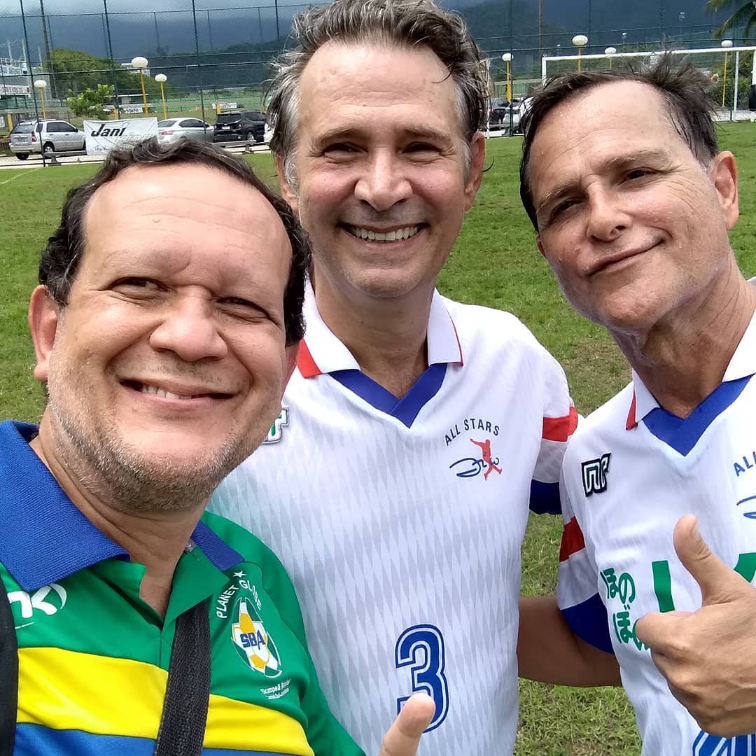  Cleomir Tavares com Nelson Freitas e Sylvinho Blau Blau no futebol dos artistas (Foto: Reprodução/Instagram)
